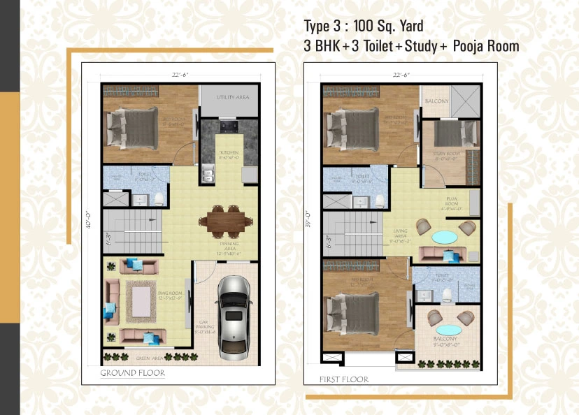 100-Yard-3bhk+study